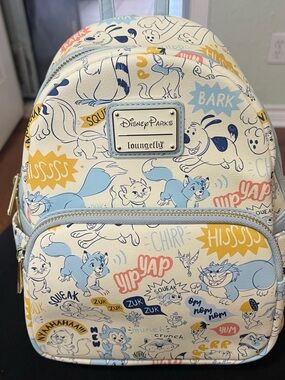 Loungefly Cream & Light Blue Cartoon Print Mini Backpack